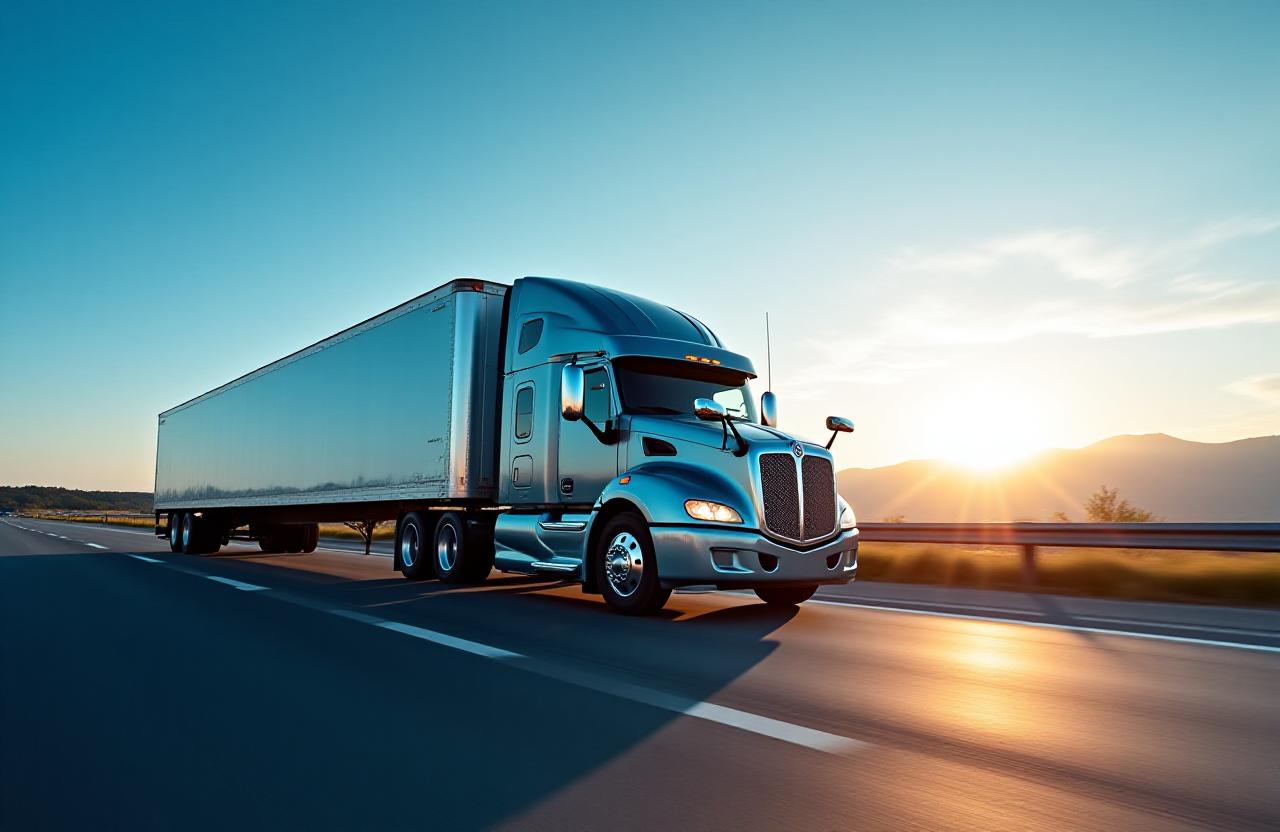 Modern logistics fleet in transit