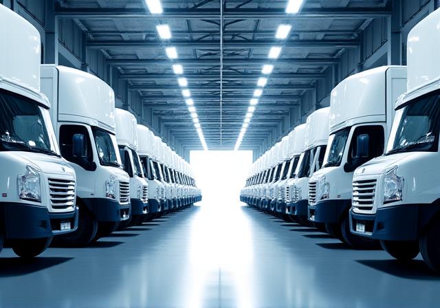 Logistics fleet in Glendale hangar