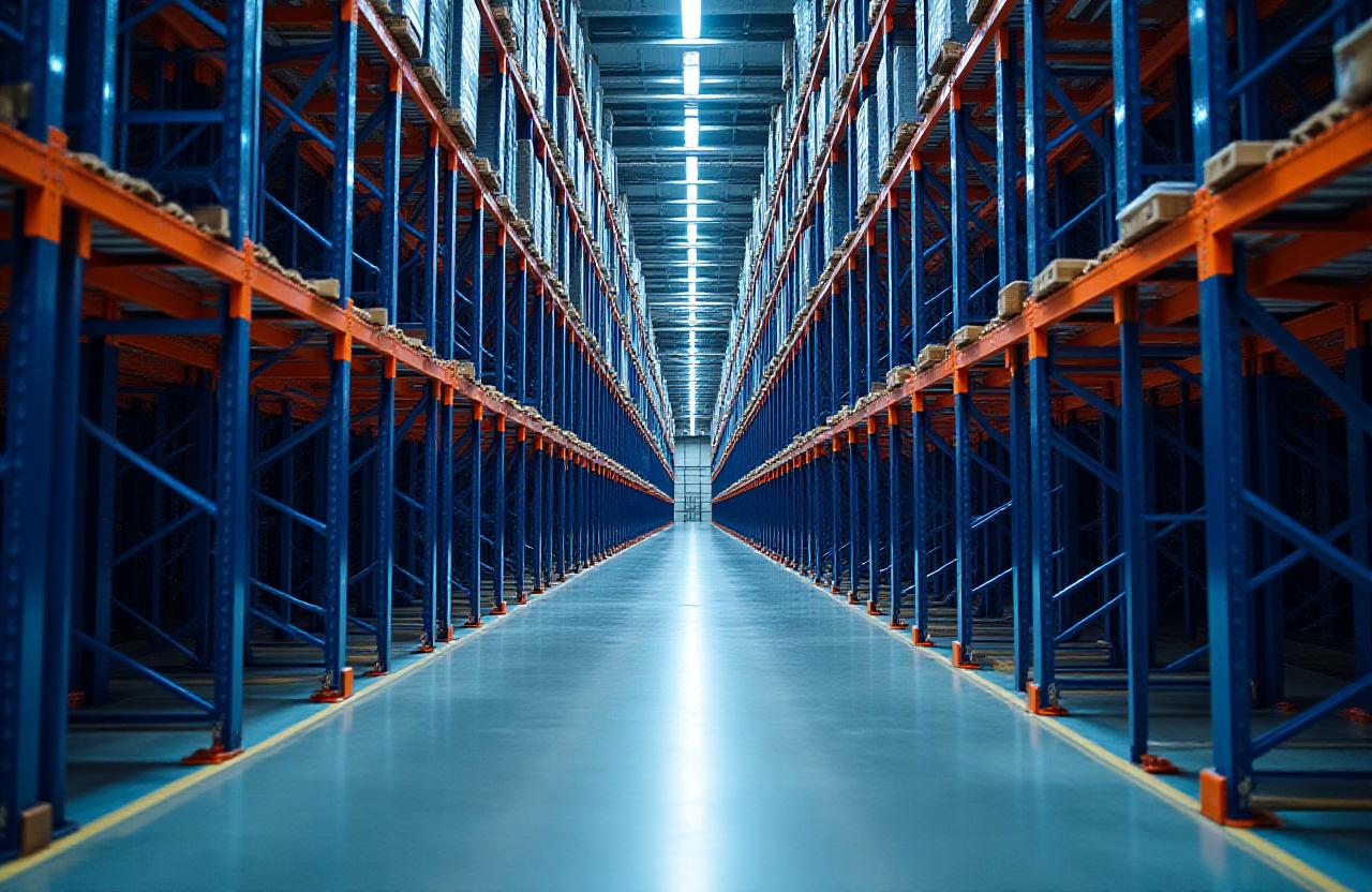 Modern logistics warehouse with high-bay racking